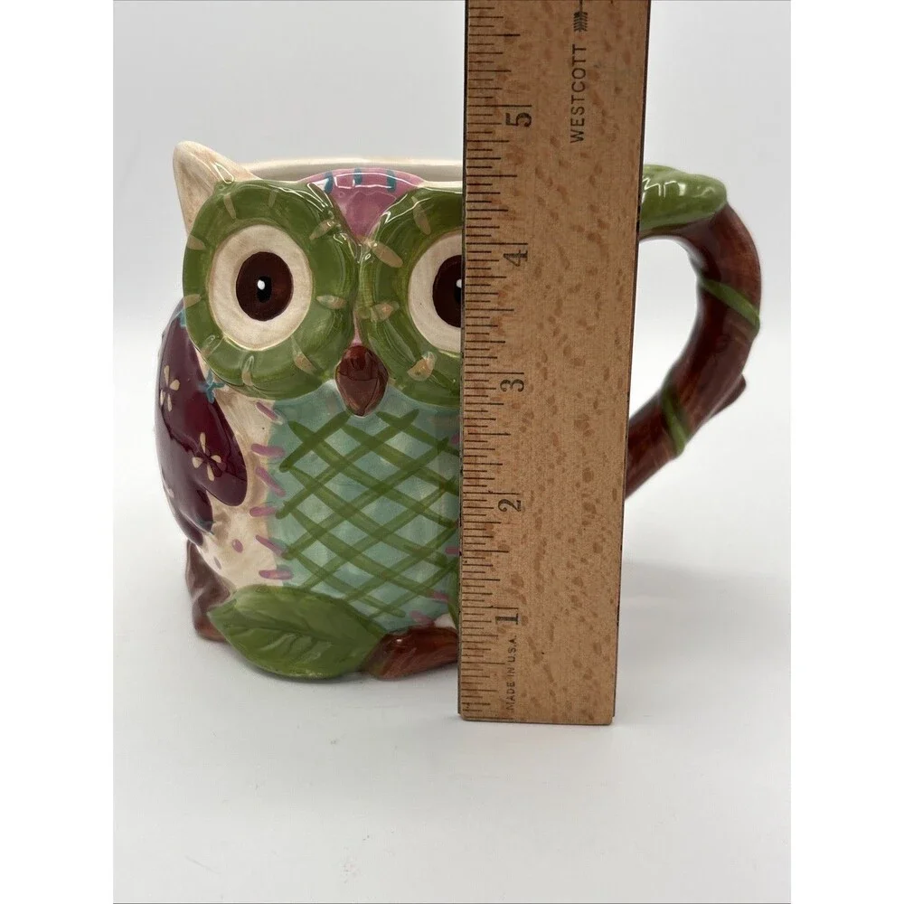 Pier One Imports Hand Painted Cup 24oz Dolomite OLLI THE OWL Lg Coffee Mug